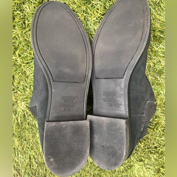 Tom’s Ella Suede Leather Chelsea Style Slip On Low Heel Ankle Boots Black sz 10 - Picture 7 of 7